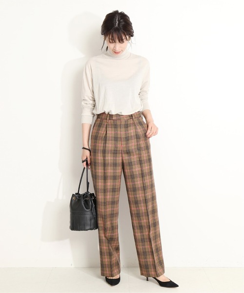 VERMEIL par iena（ヴェルメイユパーイエナ）の「ウールチェックワイドパンツ◆（その他パンツ・レディース・キャメル/ネイビー・40/38/36）」の11枚目の写真