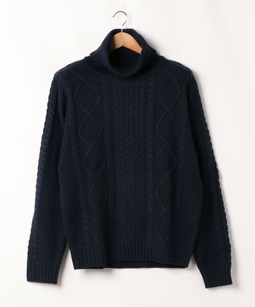 NO WAY（ノーウェイ）の「/ケーブルタートルネックニット/（ニット/セーター・レディース・ブラック/ダークグリーン/ベージュ/ネイビー/グレー/オフホワイト/アイボリー/モカ/キャメル/ワイン/ピンク/ブルー/マスタード・X-LARGE/MEDIUM/LARGE）」の8枚目の写真