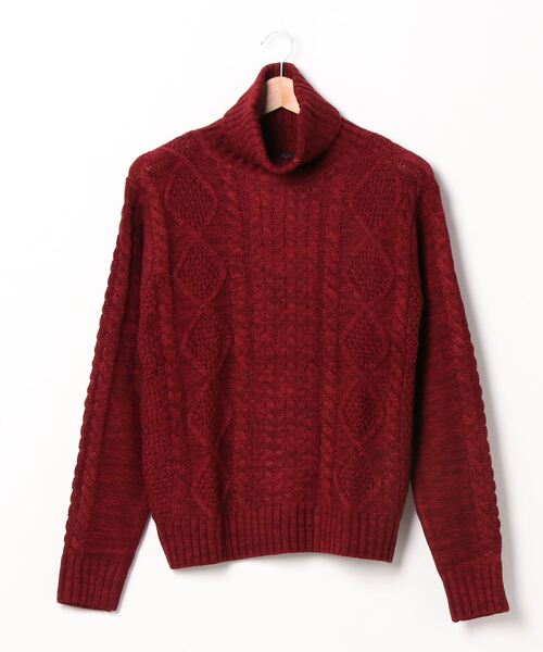 NO WAY（ノーウェイ）の「/ケーブルタートルネックニット/（ニット/セーター・レディース・ブラック/ダークグリーン/ベージュ/ネイビー/グレー/オフホワイト/アイボリー/モカ/キャメル/ワイン/ピンク/ブルー/マスタード・X-LARGE/MEDIUM/LARGE）」の13枚目の写真