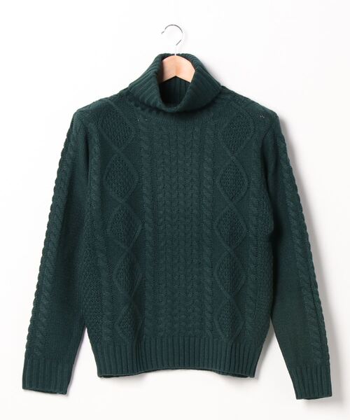 NO WAY（ノーウェイ）の「/ケーブルタートルネックニット/（ニット/セーター・レディース・ブラック/ダークグリーン/ベージュ/ネイビー/グレー/オフホワイト/アイボリー/モカ/キャメル/ワイン/ピンク/ブルー/マスタード・X-LARGE/MEDIUM/LARGE）」の7枚目の写真