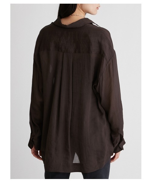 Mila Owen(ミラオーウェン)の「シアーセットアップシャツジャケット(シャツ/ブラウス・レディース・ピンク/チャコールグレー/アイボリー・1/0)」の9枚目の写真