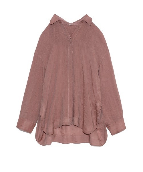 Mila Owen(ミラオーウェン)の「シアーセットアップシャツジャケット(シャツ/ブラウス・レディース・ピンク/チャコールグレー/アイボリー・1/0)」の19枚目の写真