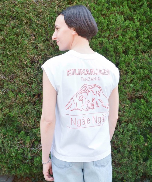 Johnbull（ジョンブル）の「【ｍaRket×JOHNBULL】コラボレーションフレンチスリーブTシャツ(Kilimanjaro)（Tシャツ/カットソー・レディース・ブラック/ホワイト・FREE）」の4枚目の写真