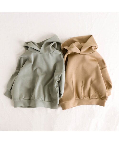 apres les cours（アプレレクール）の「/もちふわプルパーカー（パーカー・キッズ・ベージュ/ミント・80/90/100/110/120/130/140）」の4枚目の写真