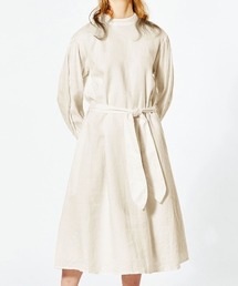 MIDIUMISOLID for Ladies リネンボリュームスリーブAラインワンピース