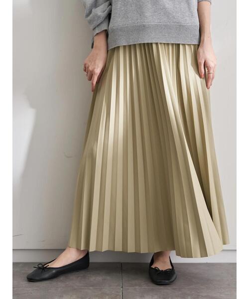 earth music&ecology（アースミュージックアンドエコロジー）の「フェイクレザープリーツスカート ＊（スカート・レディース・ピンクベージュ/アイボリー/グレイッシュベージュ/ベージュ・FREE）」の13枚目の写真