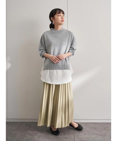 earth music&ecology（アースミュージックアンドエコロジー）の「フェイクレザープリーツスカート ＊（スカート・レディース・ピンクベージュ/アイボリー/グレイッシュベージュ/ベージュ・FREE）」の14枚目の写真