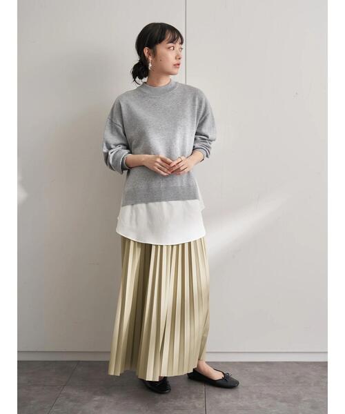 earth music&ecology（アースミュージックアンドエコロジー）の「フェイクレザープリーツスカート ＊（スカート・レディース・ピンクベージュ/アイボリー/グレイッシュベージュ/ベージュ・FREE）」の15枚目の写真