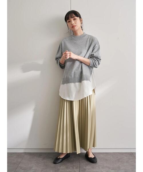 earth music&ecology（アースミュージックアンドエコロジー）の「フェイクレザープリーツスカート ＊（スカート・レディース・ピンクベージュ/アイボリー/グレイッシュベージュ/ベージュ・FREE）」の16枚目の写真