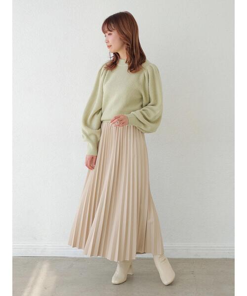 earth music&ecology（アースミュージックアンドエコロジー）の「フェイクレザープリーツスカート ＊（スカート・レディース・ピンクベージュ/アイボリー/グレイッシュベージュ/ベージュ・FREE）」の18枚目の写真