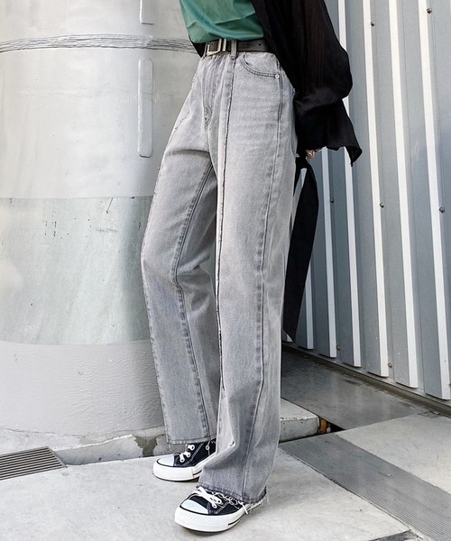 PAGEBOY（ページボーイ）の「センターダメージジーンズ（デニムパンツ・レディース・ブラック/サックスブルー・25inch/26inch）」の3枚目の写真