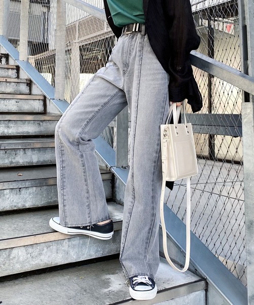 PAGEBOY（ページボーイ）の「センターダメージジーンズ（デニムパンツ・レディース・ブラック/サックスブルー・25inch/26inch）」の5枚目の写真