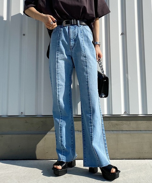 PAGEBOY（ページボーイ）の「センターダメージジーンズ（デニムパンツ・レディース・ブラック/サックスブルー・25inch/26inch）」の8枚目の写真