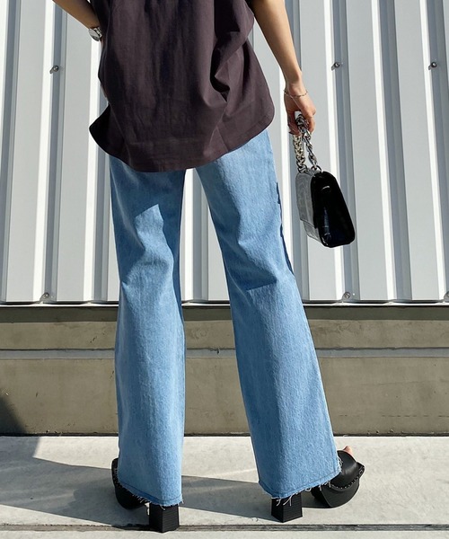 PAGEBOY（ページボーイ）の「センターダメージジーンズ（デニムパンツ・レディース・ブラック/サックスブルー・25inch/26inch）」の9枚目の写真