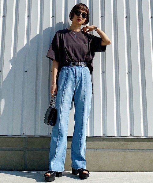 PAGEBOY（ページボーイ）の「センターダメージジーンズ（デニムパンツ・レディース・ブラック/サックスブルー・25inch/26inch）」の11枚目の写真