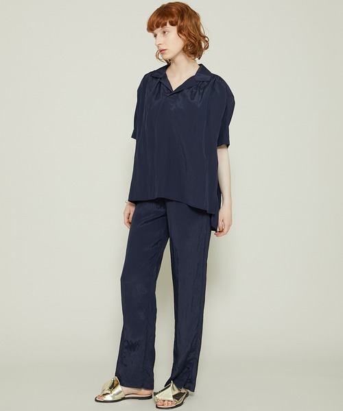 08sircus(ゼロエイトサーカス)の「【08sircus(ゼロハチサーカス)】ヴィスコースワッシャーギャザーシャツ /S21SL-TS03(シャツ/ブラウス・レディース・オフホワイト/ネイビー・1)」の16枚目の写真