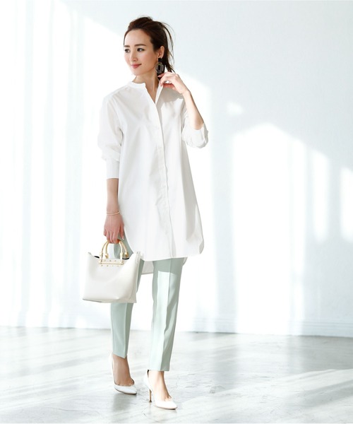 UR'S（ユアーズ）の「コットンチュニックブラウス（シャツ/ブラウス・レディース・グレー系その他/ブラウン系その他/オフホワイト/グリーン系その他/ブルー・S/M/L）」の16枚目の写真