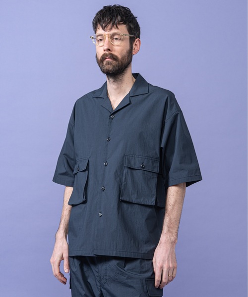 MR.OLIVE（ミスターオリーブ）の「【セットアップ対応】SHELTECH(シェルテック) C/N タイプライター / カーゴ 半袖 開襟シャツ（シャツ/ブラウス・メンズ・ブラック/ベージュ/ネイビー・SMALL/MEDIUM/LARGE）」の3枚目の写真