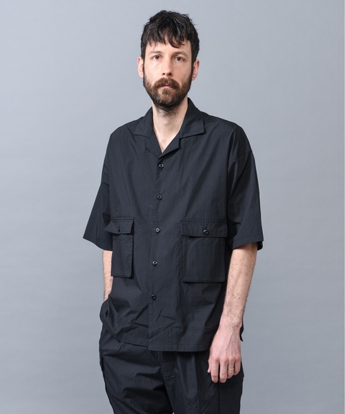 MR.OLIVE（ミスターオリーブ）の「【セットアップ対応】SHELTECH(シェルテック) C/N タイプライター / カーゴ 半袖 開襟シャツ（シャツ/ブラウス・メンズ・ブラック/ベージュ/ネイビー・SMALL/MEDIUM/LARGE）」の2枚目の写真