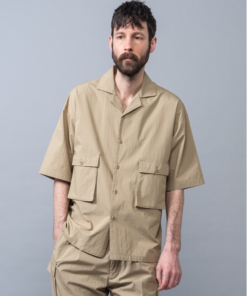 MR.OLIVE（ミスターオリーブ）の「【セットアップ対応】SHELTECH(シェルテック) C/N タイプライター / カーゴ 半袖 開襟シャツ（シャツ/ブラウス・メンズ・ブラック/ベージュ/ネイビー・SMALL/MEDIUM/LARGE）」の17枚目の写真