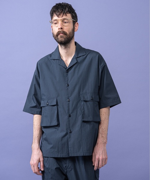 MR.OLIVE（ミスターオリーブ）の「【セットアップ対応】SHELTECH(シェルテック) C/N タイプライター / カーゴ 半袖 開襟シャツ（シャツ/ブラウス・メンズ・ブラック/ベージュ/ネイビー・SMALL/MEDIUM/LARGE）」の8枚目の写真