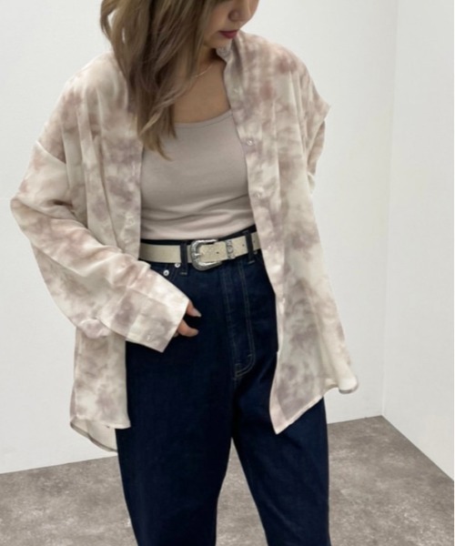 apres jour mignon（アプレジュールミニョン）の「タイダイ柄バンドカラーシャツ【ZOZOTOWN限定アイテム】（シャツ/ブラウス・レディース・ベージュ/ブラック/ブルー系その他・フリー/X-LARGE）」の13枚目の写真