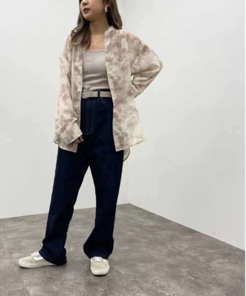 apres jour mignon（アプレジュールミニョン）の「タイダイ柄バンドカラーシャツ【ZOZOTOWN限定アイテム】（シャツ/ブラウス・レディース・ベージュ/ブラック/ブルー系その他・フリー/X-LARGE）」の21枚目の写真