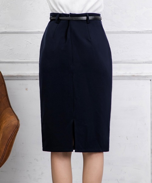 Julia Boutique（ジュリアブティック）の「選べるショート丈・ミディアム丈 ベルト付きタイトスカート/21066（スカート・レディース・ピンク/ネイビー/ブラック/ホワイト/ベージュ/ボルドー・ONE）」の17枚目の写真