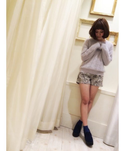 one after another NICE CLAUP（ワンアフターアナザーナイスクラップ）の「【ナイスクラップ】フェザーケーブルプルオーバー（ニット/セーター・レディース・アイボリー/ライトグレー/ピンク/ブラック・FREE）」の12枚目の写真