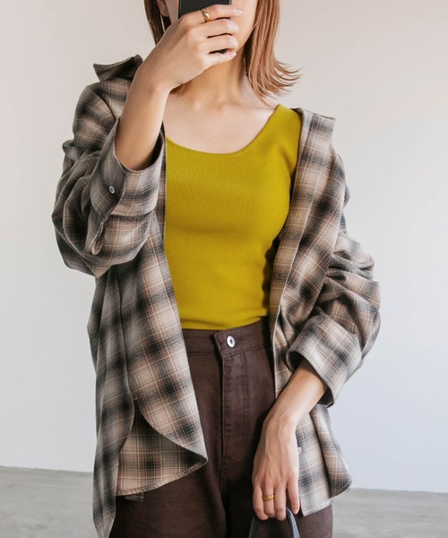 BONLECILL(ボンルシール)の「総針ニットタンクトップ(タンクトップ・レディース・ベージュ/サックスブルー/イエロー/ブラウン/ナチュラル・FREE)」の5枚目の写真