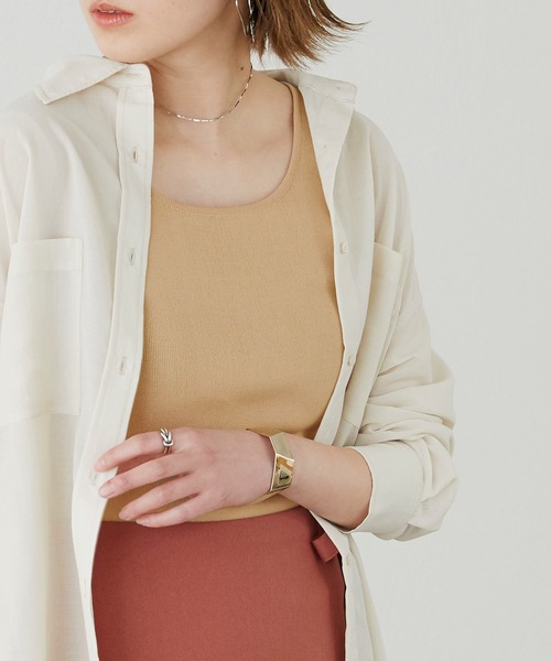 BONLECILL(ボンルシール)の「総針ニットタンクトップ(タンクトップ・レディース・ベージュ/サックスブルー/イエロー/ブラウン/ナチュラル・FREE)」の13枚目の写真