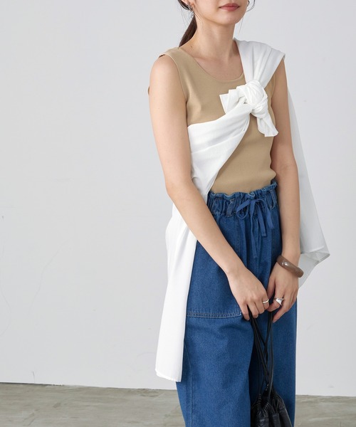 BONLECILL(ボンルシール)の「総針ニットタンクトップ(タンクトップ・レディース・ベージュ/サックスブルー/イエロー/ブラウン/ナチュラル・FREE)」の8枚目の写真