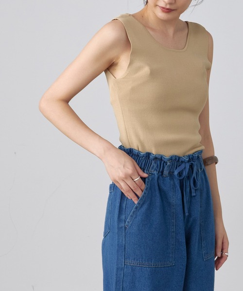 BONLECILL(ボンルシール)の「総針ニットタンクトップ(タンクトップ・レディース・ベージュ/サックスブルー/イエロー/ブラウン/ナチュラル・FREE)」の7枚目の写真