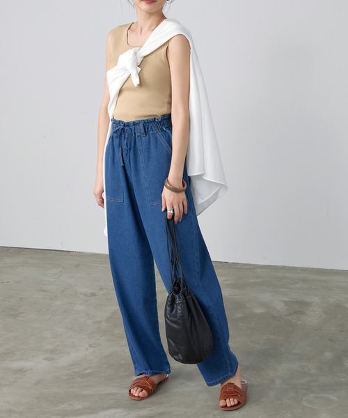 BONLECILL(ボンルシール)の「総針ニットタンクトップ(タンクトップ・レディース・ベージュ/サックスブルー/イエロー/ブラウン/ナチュラル・FREE)」の9枚目の写真