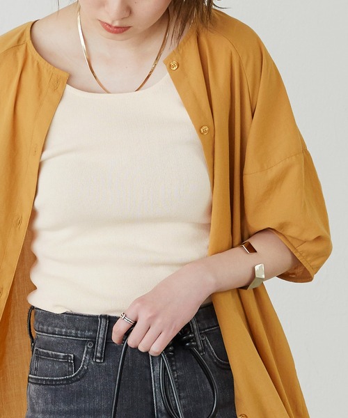 BONLECILL(ボンルシール)の「総針ニットタンクトップ(タンクトップ・レディース・ベージュ/サックスブルー/イエロー/ブラウン/ナチュラル・FREE)」の15枚目の写真