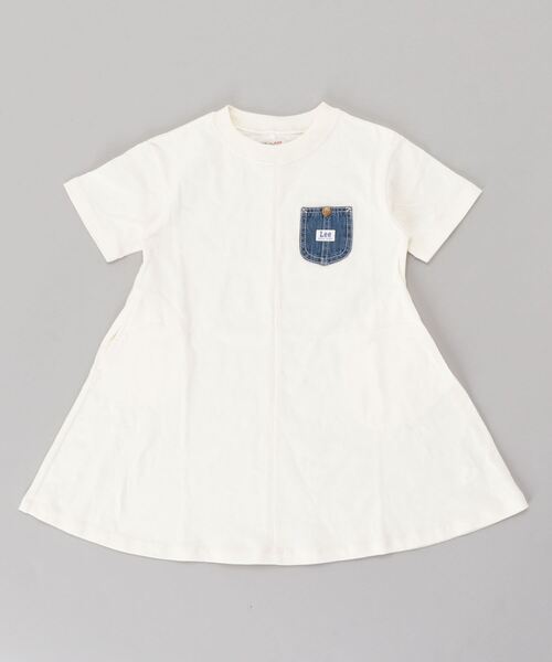 Lee（リー）の「【LEE/リー】フレア デニムポケット付き カットワンピース【110ｃｍ-130ｃｍ】（Tシャツ/カットソー・キッズ・ライトブラウン/オフホワイト・110cm/120cm/130cm）」の2枚目の写真