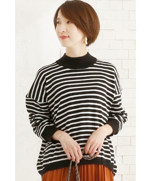 セール】ボーダータートルニット（ニット/セーター）｜ElegChic