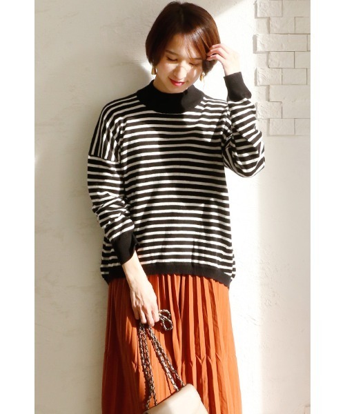 セール】ボーダータートルニット（ニット/セーター）｜ElegChic