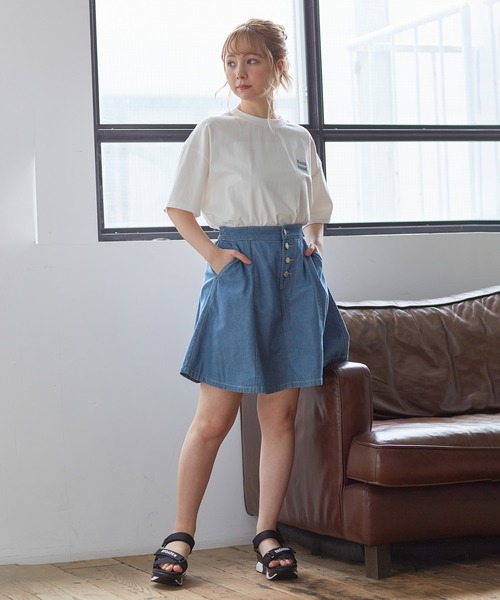 Honeys（ハニーズ）の「イラストプリントＴシャツ（Tシャツ/カットソー・レディース・ブラック/ホワイト系その他/パープル/グリーン/ホワイト・M/S/L）」の7枚目の写真