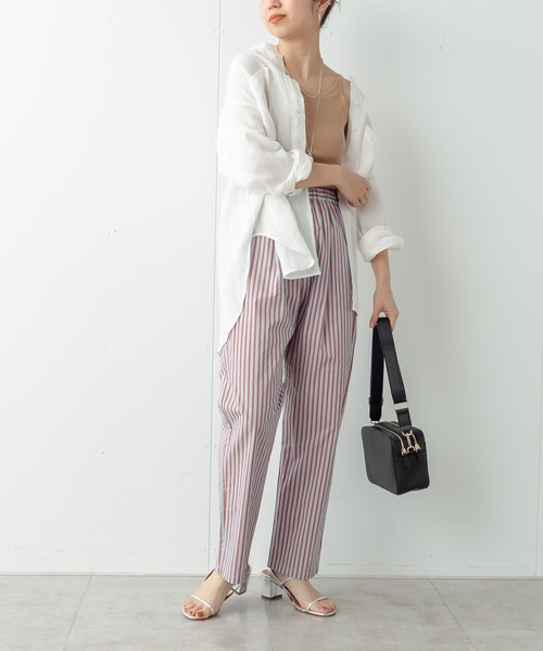 Omekashi（オメカシ）の「リネンノーカラー2WAYシャツ（シャツ/ブラウス・レディース・ブラウン/オフホワイト/ピンク/ブラック/オレンジ・FREE）」の21枚目の写真