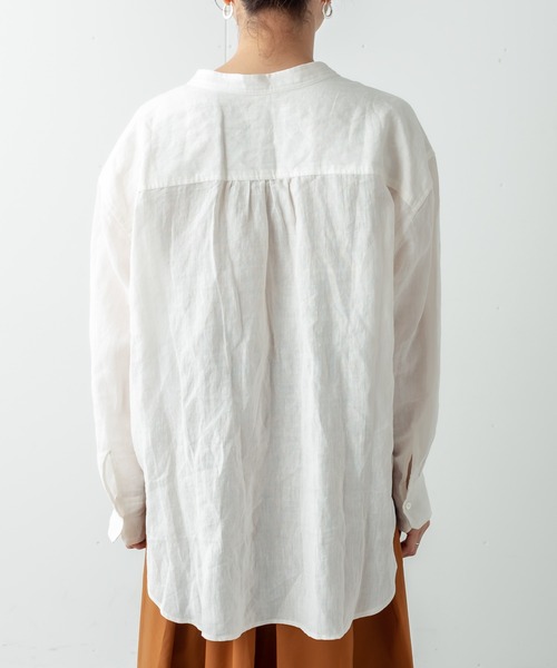 Omekashi（オメカシ）の「リネンノーカラー2WAYシャツ（シャツ/ブラウス・レディース・ブラウン/オフホワイト/ピンク/ブラック/オレンジ・FREE）」の11枚目の写真