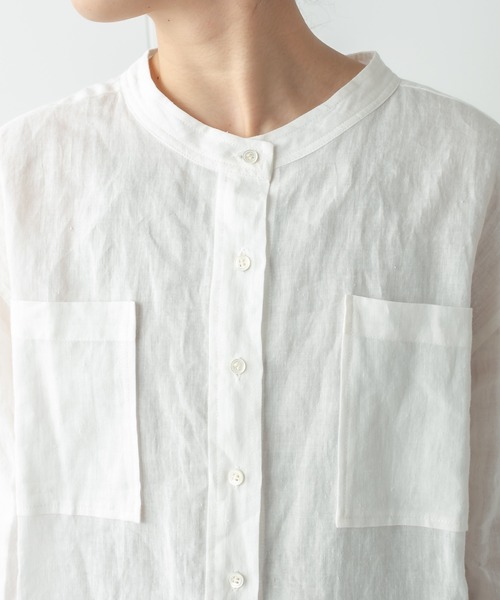 Omekashi（オメカシ）の「リネンノーカラー2WAYシャツ（シャツ/ブラウス・レディース・ブラウン/オフホワイト/ピンク/ブラック/オレンジ・FREE）」の19枚目の写真