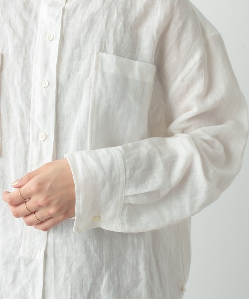 Omekashi（オメカシ）の「リネンノーカラー2WAYシャツ（シャツ/ブラウス・レディース・ブラウン/オフホワイト/ピンク/ブラック/オレンジ・FREE）」の22枚目の写真