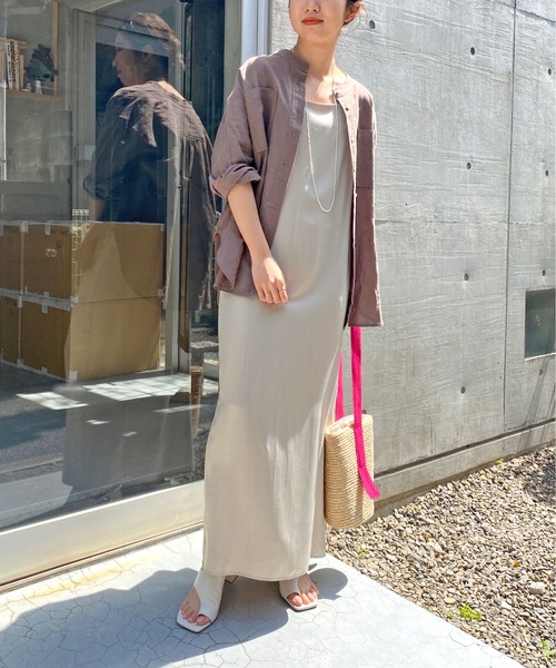 Omekashi（オメカシ）の「リネンノーカラー2WAYシャツ（シャツ/ブラウス・レディース・ブラウン/オフホワイト/ピンク/ブラック/オレンジ・FREE）」の9枚目の写真