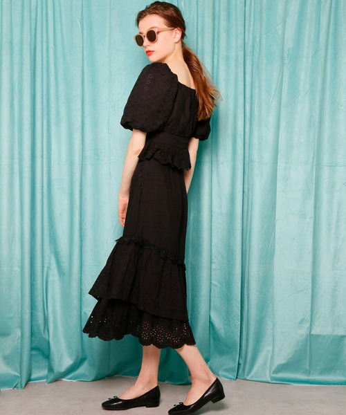 Seemi. byNICECLAUP（ シーミーバイナイスクラップ）の「コットンレースフリルスカート（スカート・レディース・オフホワイト/ブラック/レッド・FREE）」の10枚目の写真