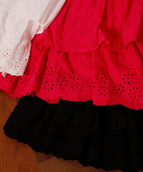 Seemi. byNICECLAUP（ シーミーバイナイスクラップ）の「コットンレースフリルスカート（スカート・レディース・オフホワイト/ブラック/レッド・FREE）」の20枚目の写真