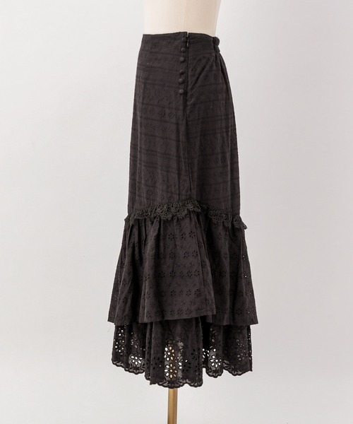 Seemi. byNICECLAUP（ シーミーバイナイスクラップ）の「コットンレースフリルスカート（スカート・レディース・オフホワイト/ブラック/レッド・FREE）」の22枚目の写真