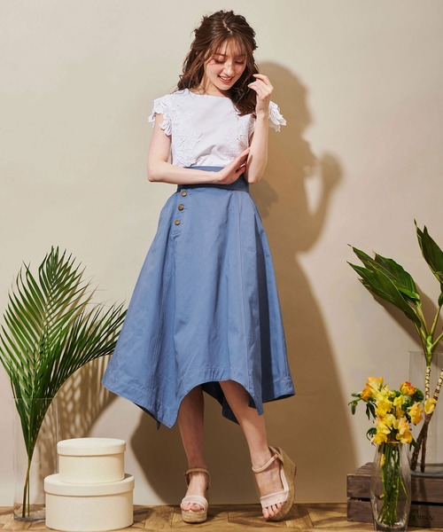 NOELA（ノエラ）の「イレヘムフレアスカート（スカート・レディース・ダークインディゴブルー/ブルー/オフホワイト・M/S）」の5枚目の写真