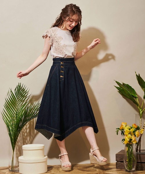 NOELA（ノエラ）の「イレヘムフレアスカート（スカート・レディース・ダークインディゴブルー/ブルー/オフホワイト・M/S）」の16枚目の写真