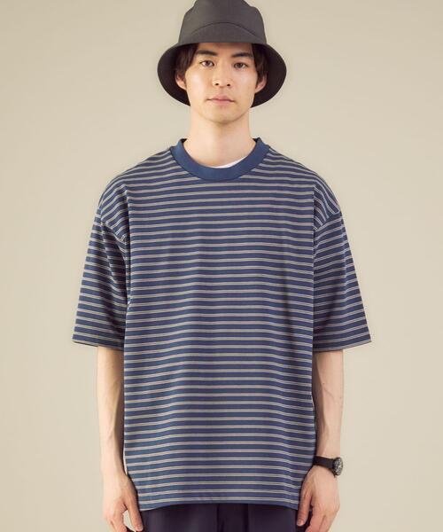 green label relaxing（グリーンレーベルリラクシング）の「OLT＜機能 / 制菌・部屋干し防臭＞ 1_OF MINE GIZA ボーダー クルーネック カットソー（Tシャツ/カットソー・メンズ・ロイヤルブルー/ライトグレー・LARGE/SMALL/X-LARGE/MEDIUM）」の6枚目の写真